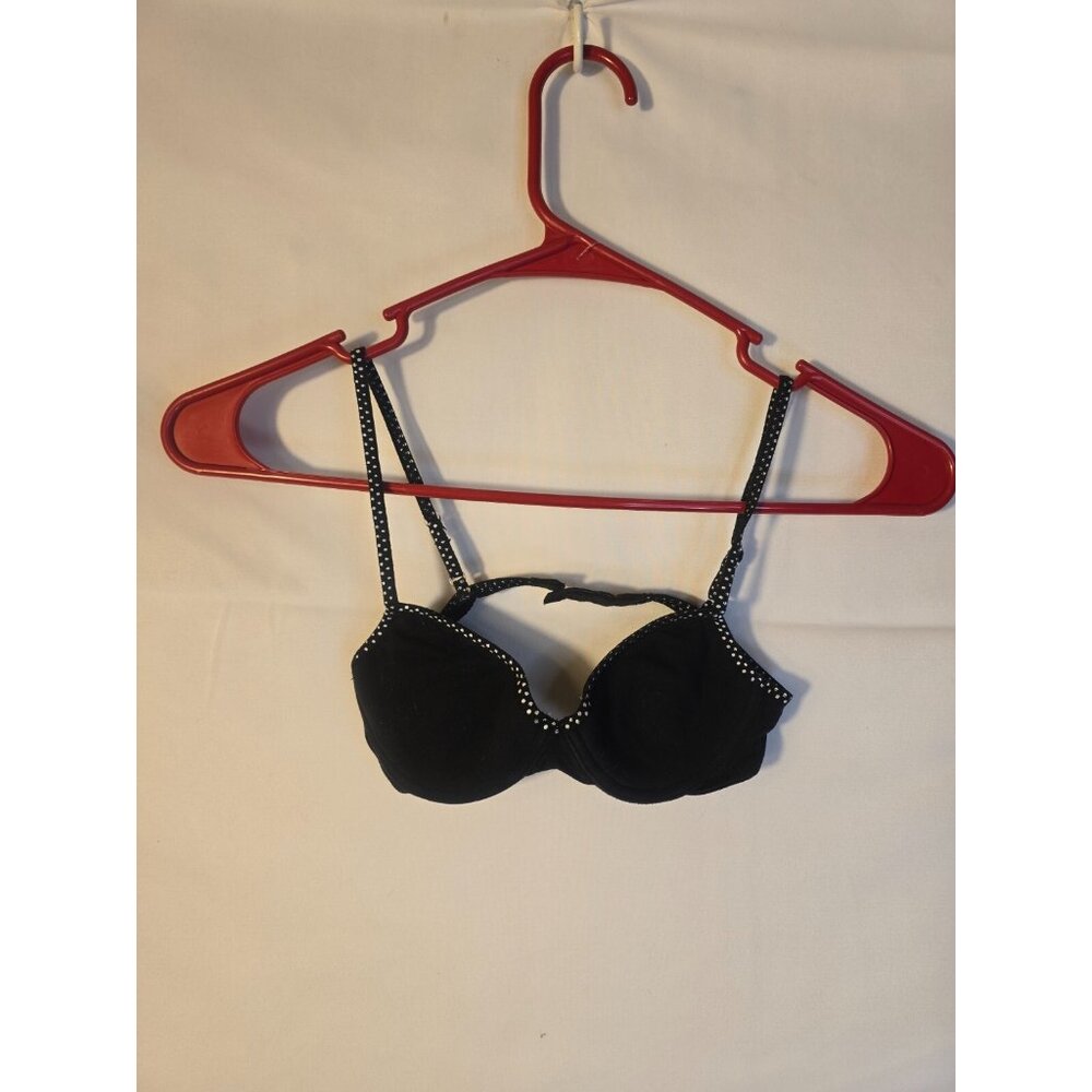 Glam Luxe Bling  Black Bra Goth Whimsygoth Underwire push Up Women’s 36C medium